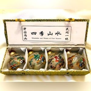 Vintage Oriental Asian Glass ❤️ Snuff Perfume Bottles ❤️ “Four Seasons” NIB